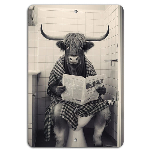 Cow Bathroom Vintage Rustic Humor Aluminum Sign — product artwork