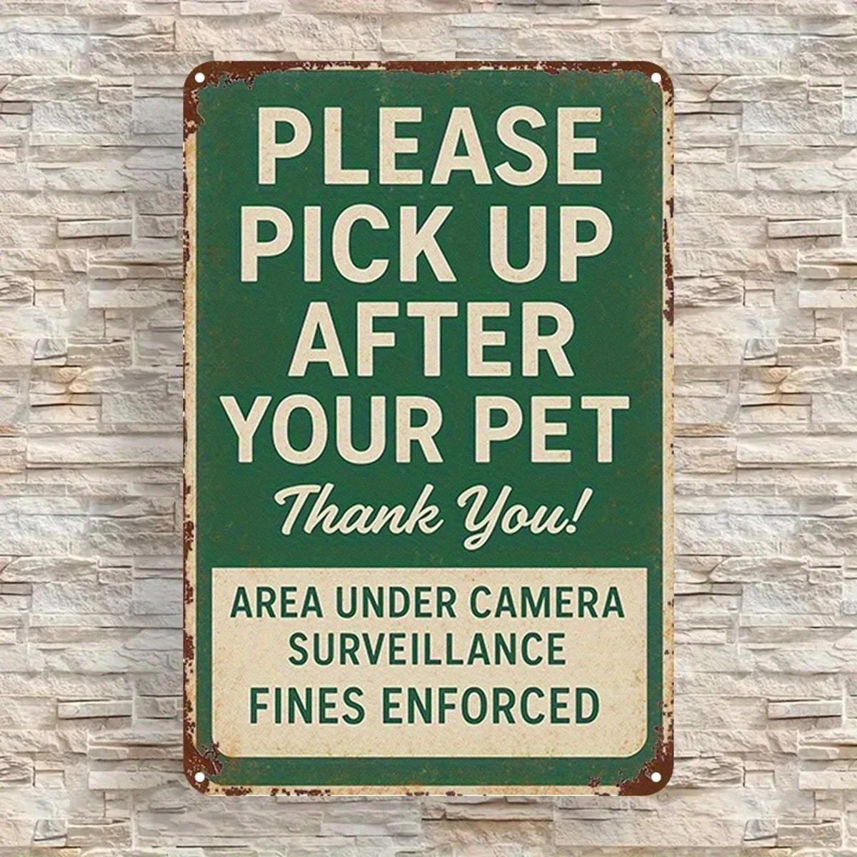 Retro 'pick Up After Your Pet' Practical Pet-friendly Property Aluminum Sign — product artwork