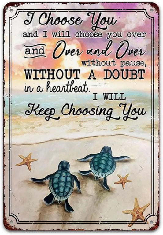 Vintage Sea Turtle Funny Home Décor Aluminum Sign — product artwork