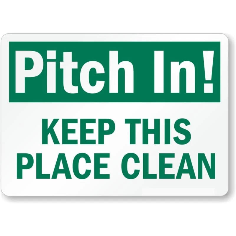 Pitch in Housekeeping Clean Aluminum Sign — product artwork