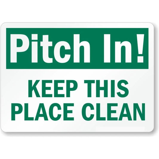 Pitch in Housekeeping Clean Aluminum Sign — product artwork