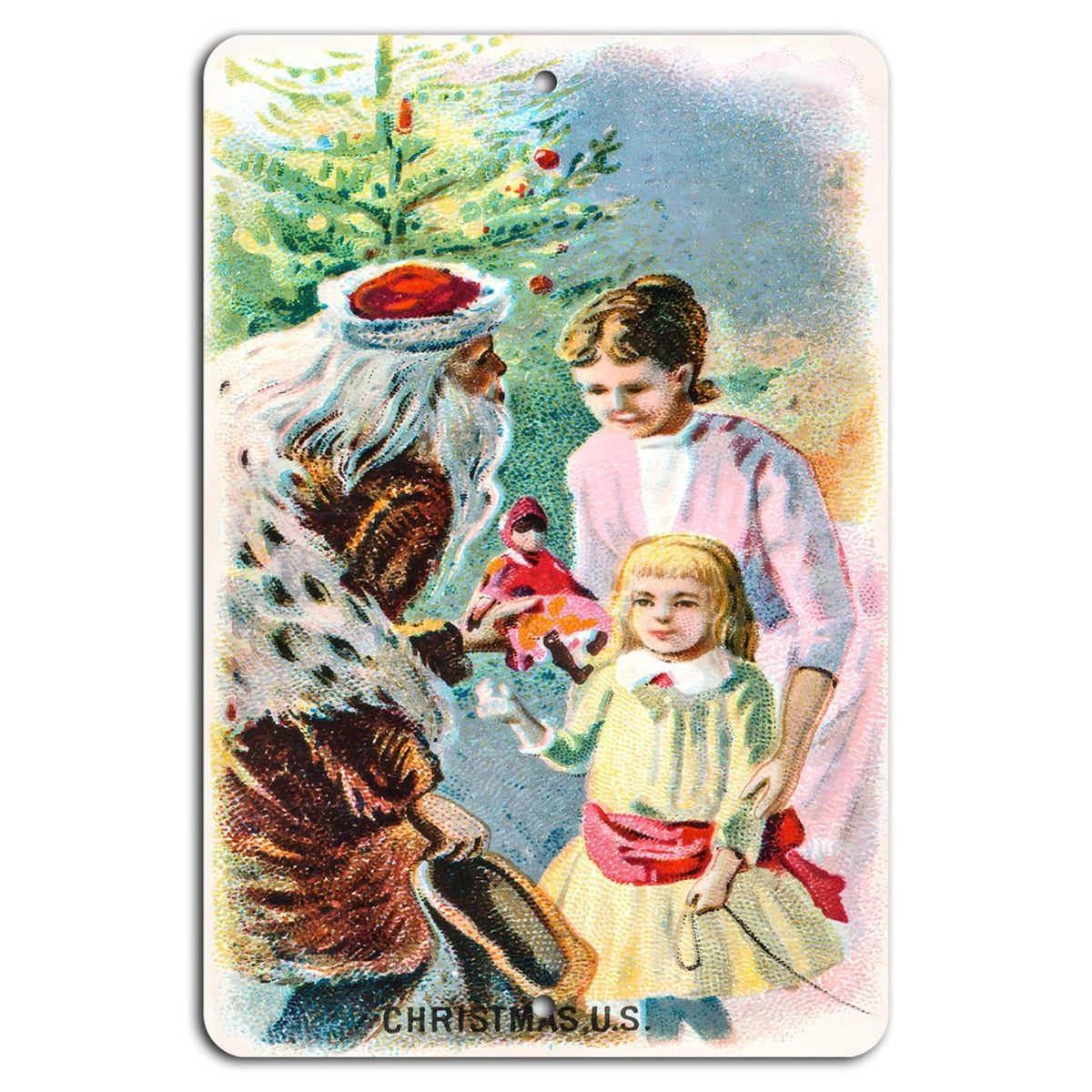 Vintage Christmas Santa Claus Holiday Aluminum Sign — product artwork
