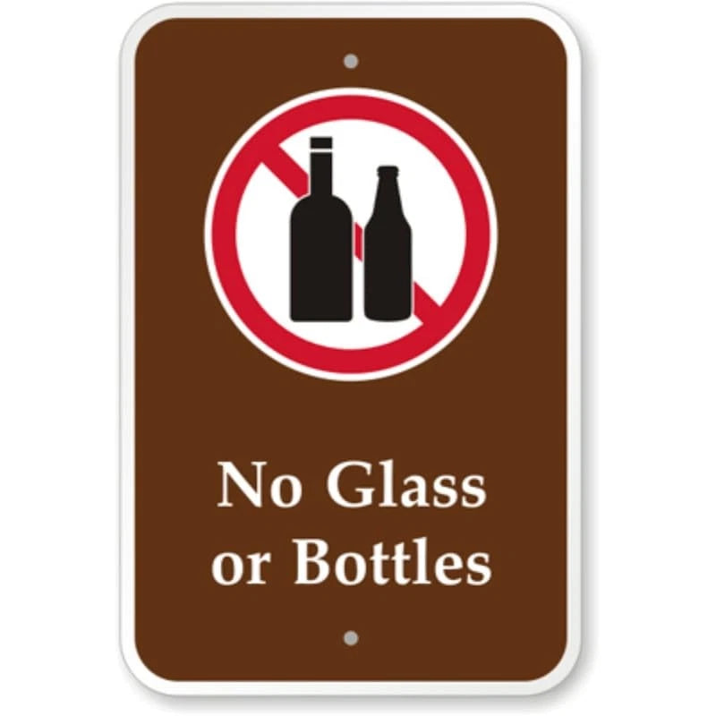 No Glass Bottles Campground Aluminum Sign — product artwork