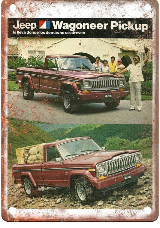 Jeep Wagoneer Vintage Auto Ad Pickup Aluminum Sign — product artwork