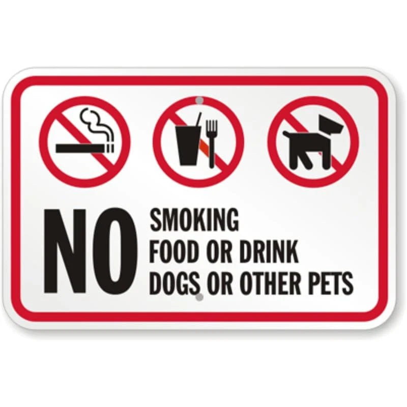 No Smoking Food Pets Aluminum Sign — product artwork