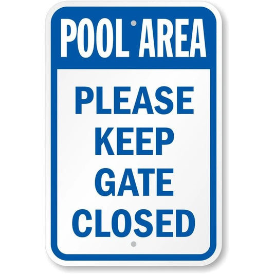 Swimming Pool Area Please Keep Gate Closed Aluminum Sign — product artwork