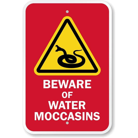 Beware of Water Moccasins Aluminum Sign — product artwork