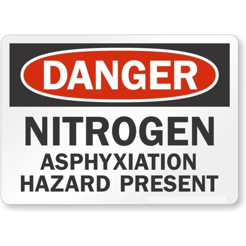 Nitrogen Asphyxiation Hazard Present Danger Aluminum Sign — product artwork