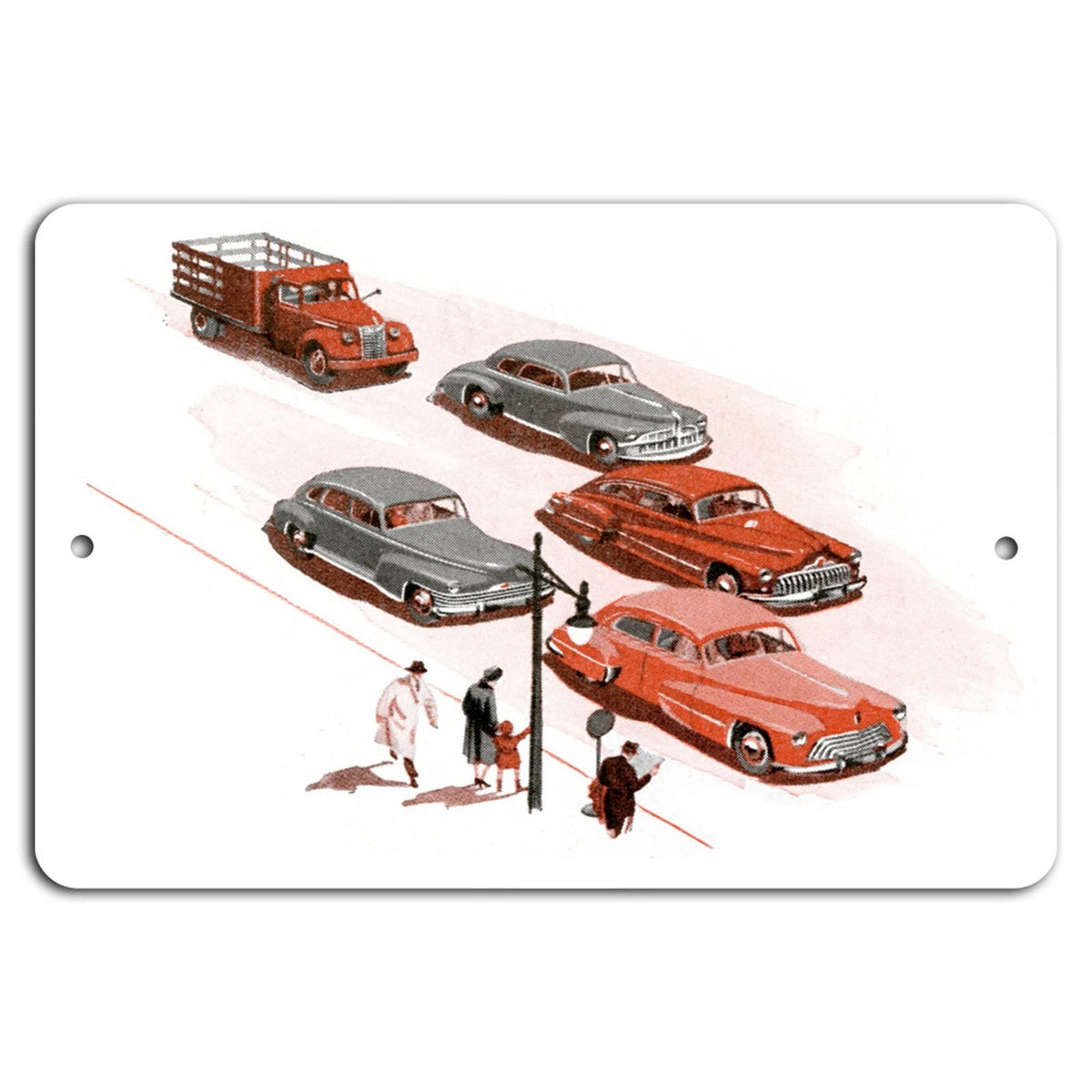 Vintage Street Retro Classic Cars Aluminum Sign — product artwork