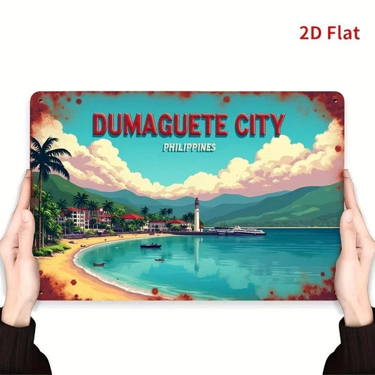 Vintage Poster Dumaguete City Philippines Aluminum Sign — product artwork