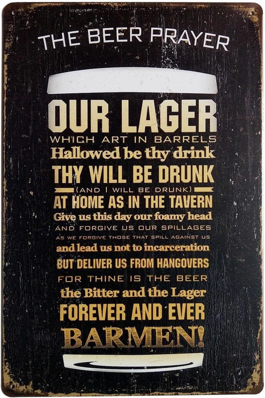 The Beer Prayer Funny Bar Aluminum Sign — product artwork
