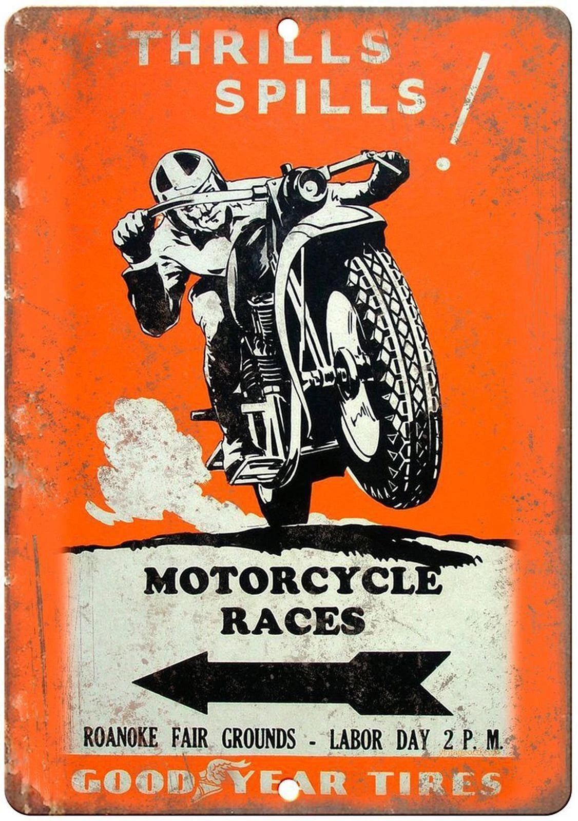 Motorcycle Good Year Tires Roanoke Race Aluminum Sign — product artwork