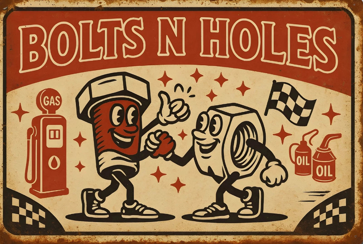 Bolts and Holes Funny Aluminum Sign — product artwork
