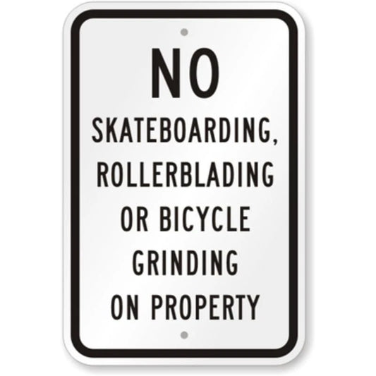 No Skateboarding Grinding Aluminum Sign — product artwork