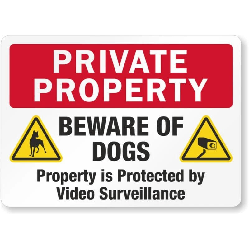 Private Property Beware of Dogs Video Surveillance Sign — product artwork