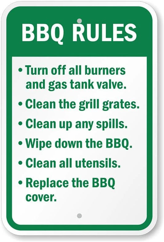 BBQ Patio Rules Aluminum Sign — product artwork