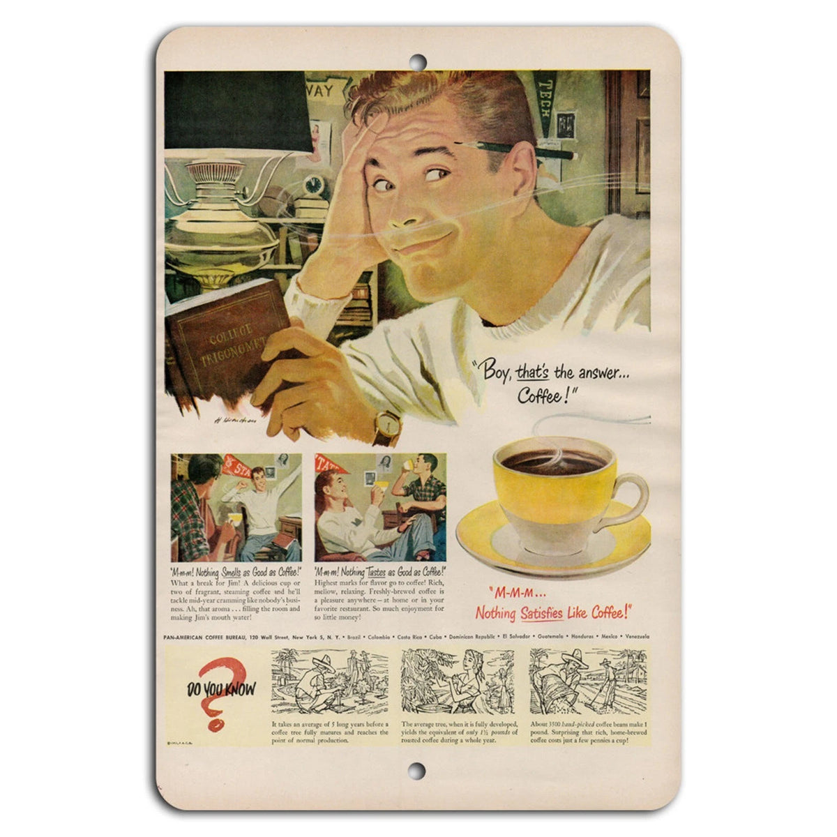 Vintage Coffee Retro Rustic Kitchen Aluminum Sign — product artwork