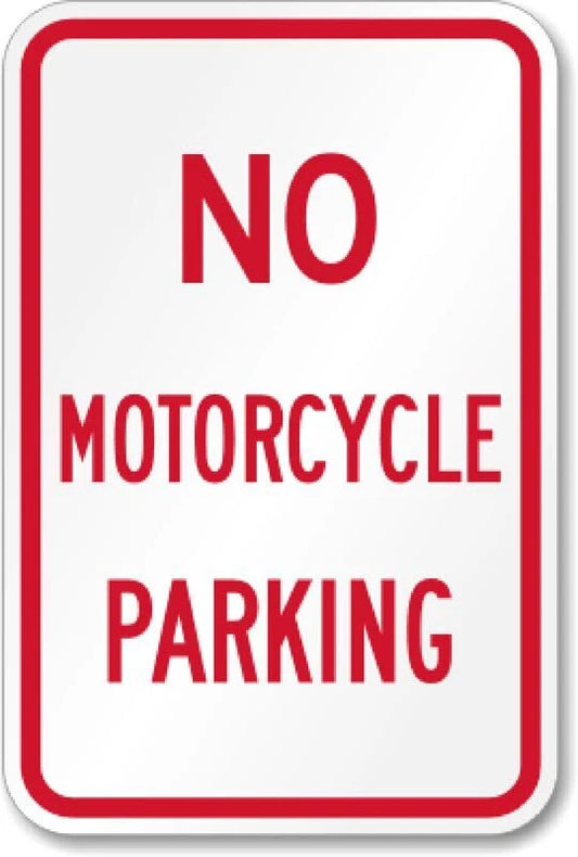 No Motorcycle Parking Aluminum Sign — product artwork