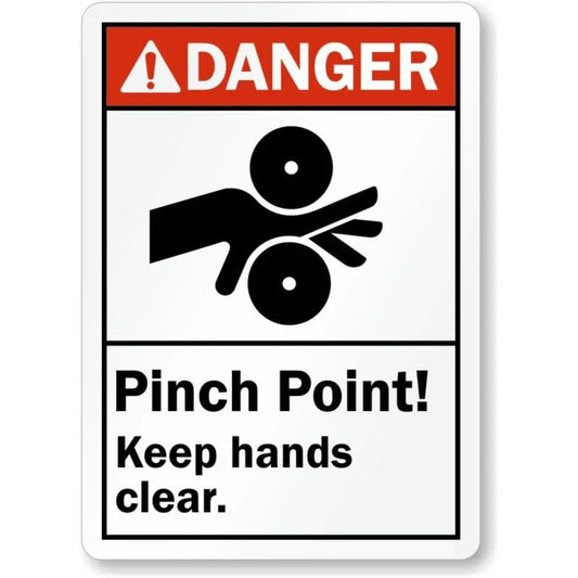 Danger Pinch Point Keep Hands Clear Aluminum Sign — product artwork