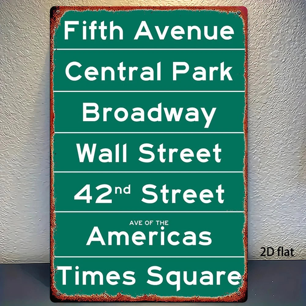 Vintage NYC Street Funny Fifth Avenue Broadway Aluminum Sign — product artwork