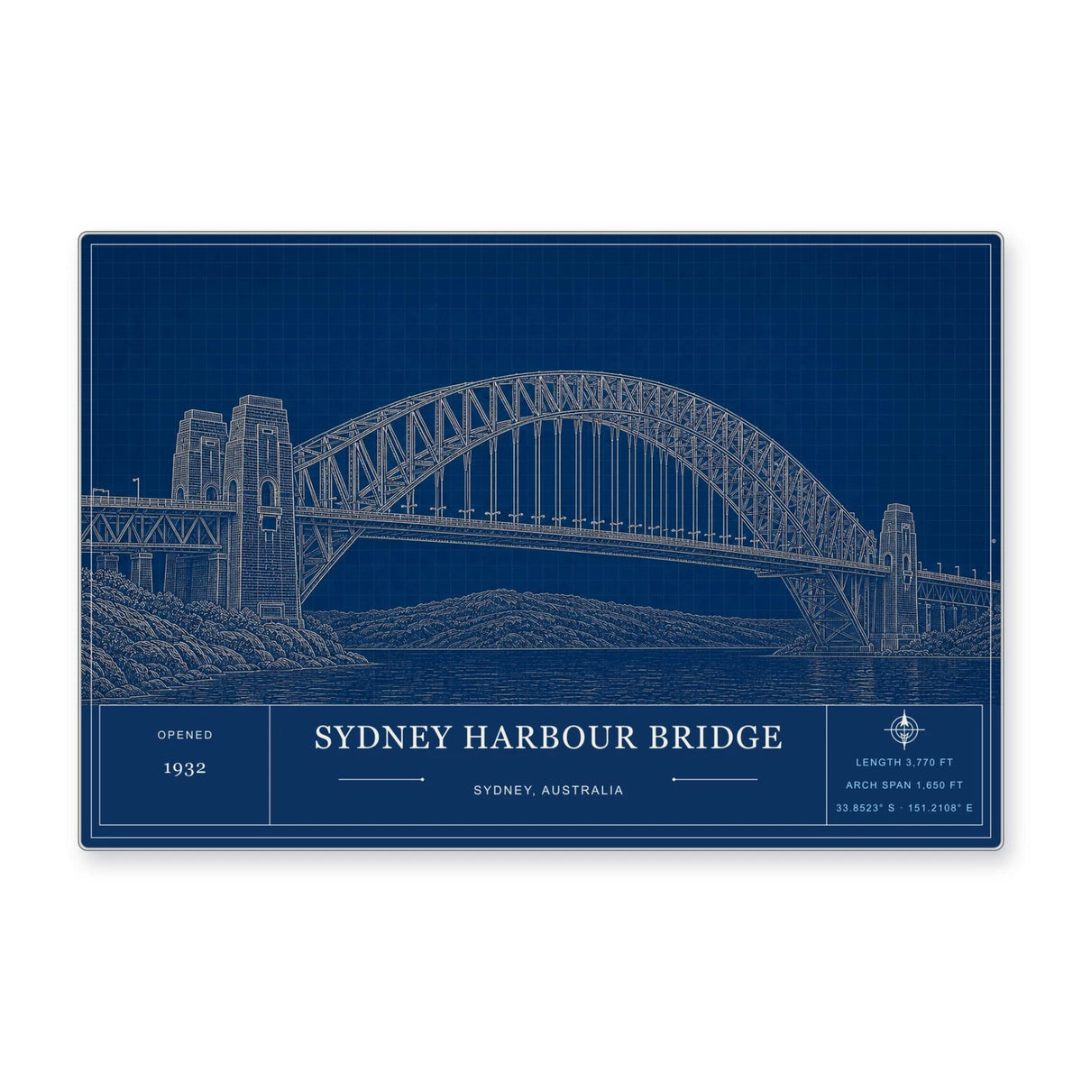 Sydney Harbour Bridge Architectural Wall Art Aluminum Sign — product artwork