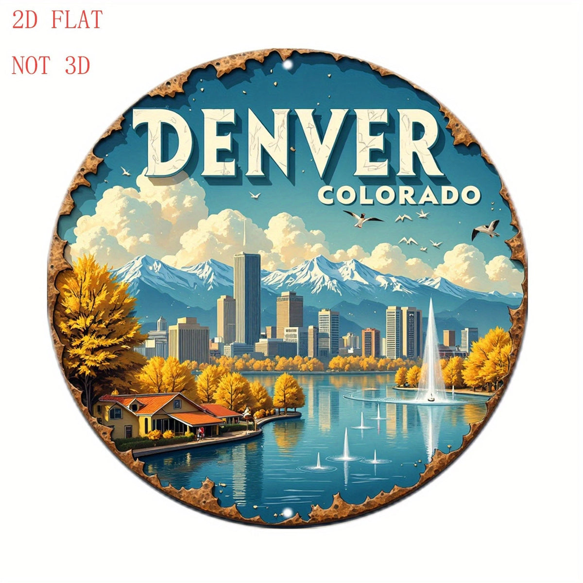 Denver Skyline Funny City Round Aluminum Sign — product artwork