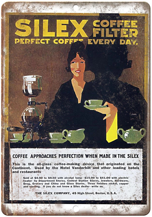 Coffee Filter Vintage Ad Funny Aluminum Sign — product artwork