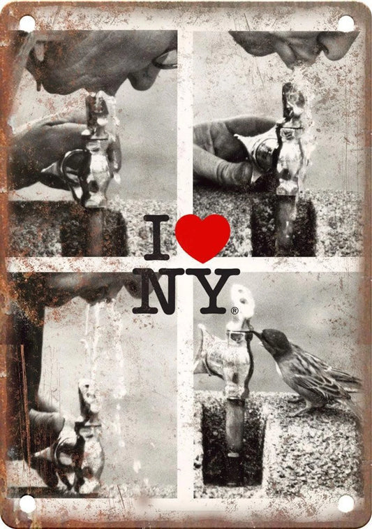 I Love New York Vintage Photo Collage Aluminum Sign — product artwork