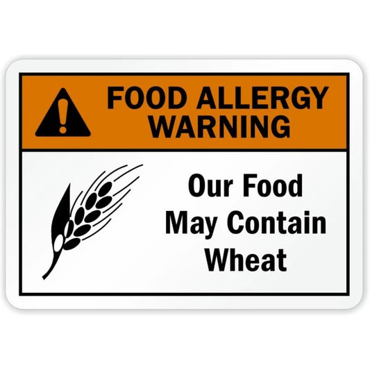 Food May Contain Wheat Allergy Warning Aluminum Sign — product artwork