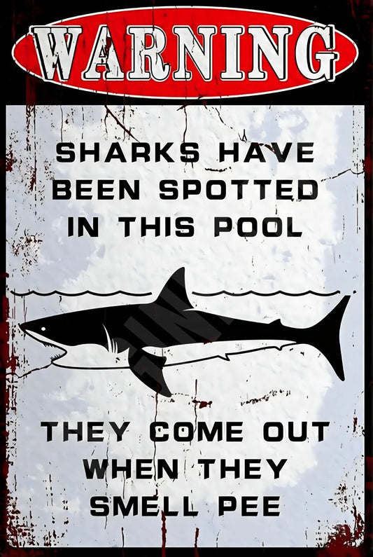 Funny Sharks Spotted Aluminum Sign — product artwork