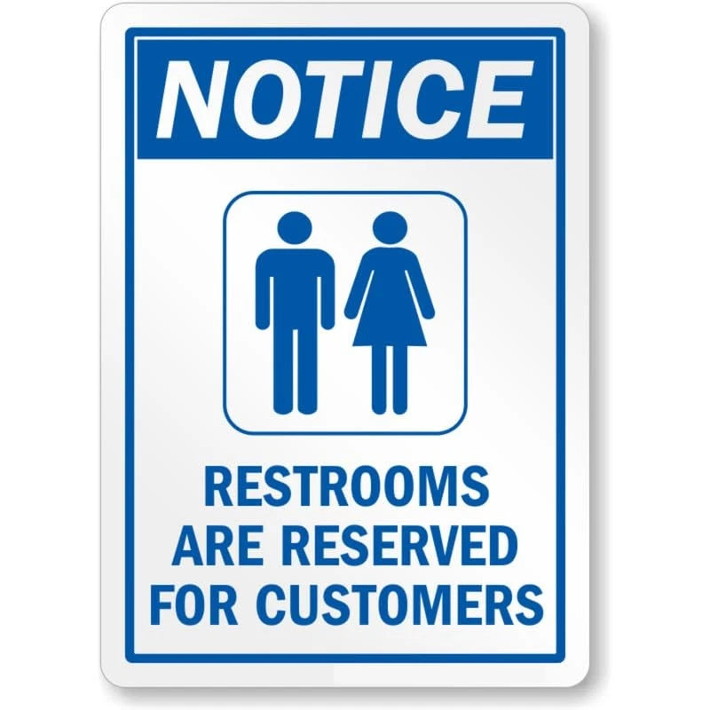 Reserved Restroom Notice Aluminum Sign — product artwork