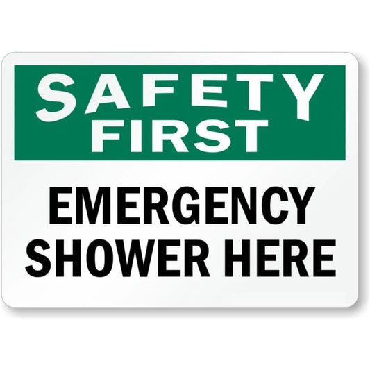 Emergency Shower Here Aluminum Sign — product artwork
