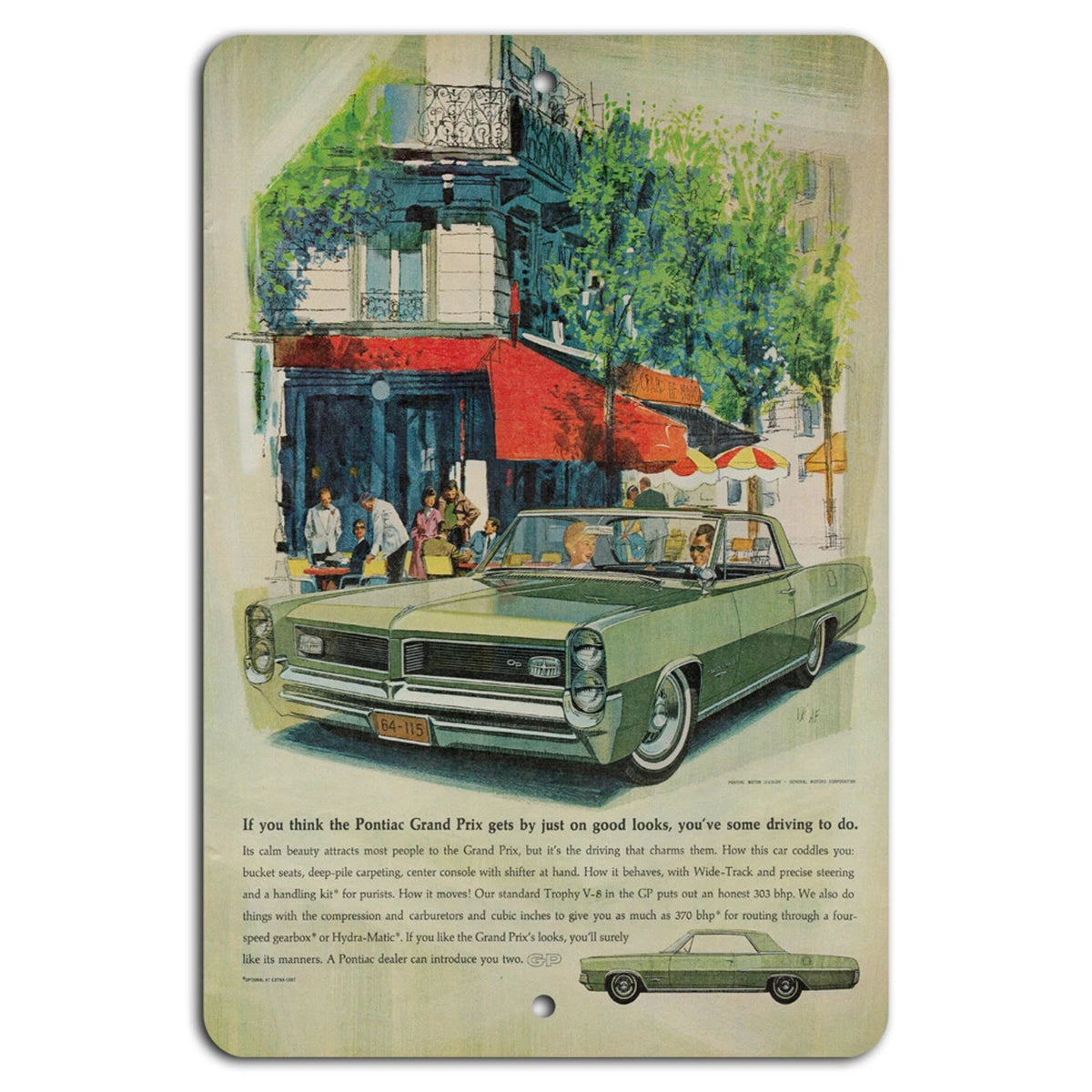 Pontiac Grand Prix Vintage Retro Garage Aluminum Sign — product artwork