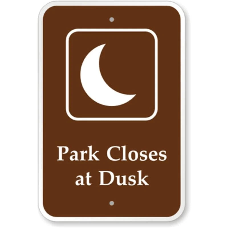 Park Closes Dusk Campground Aluminum Sign — product artwork
