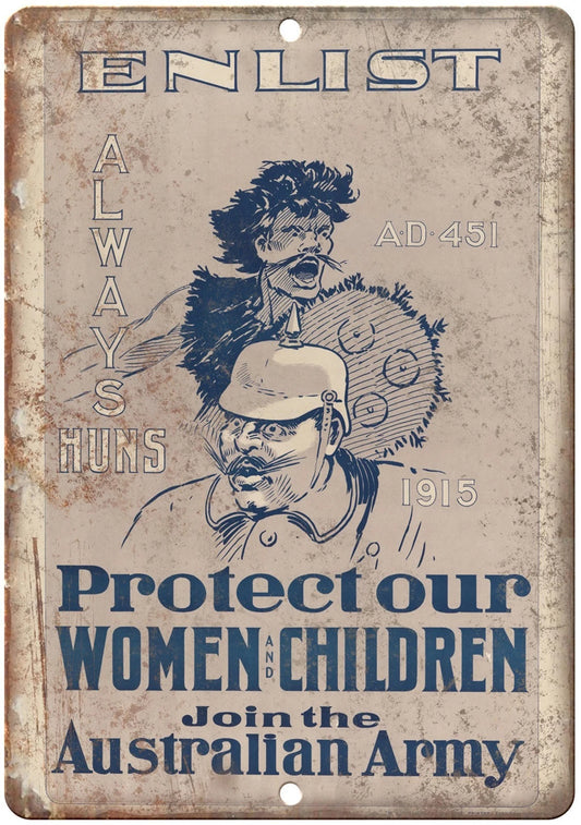 Australian Army Poster Enlist Recruitment Funny Aluminum Sign — product artwork