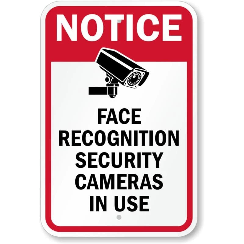 Face Recognition Security Cameras Aluminum Sign — product artwork
