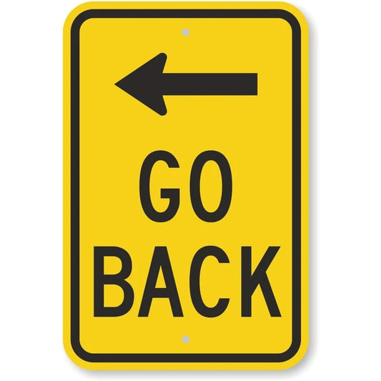 Go Back Security Aluminum Sign — product artwork
