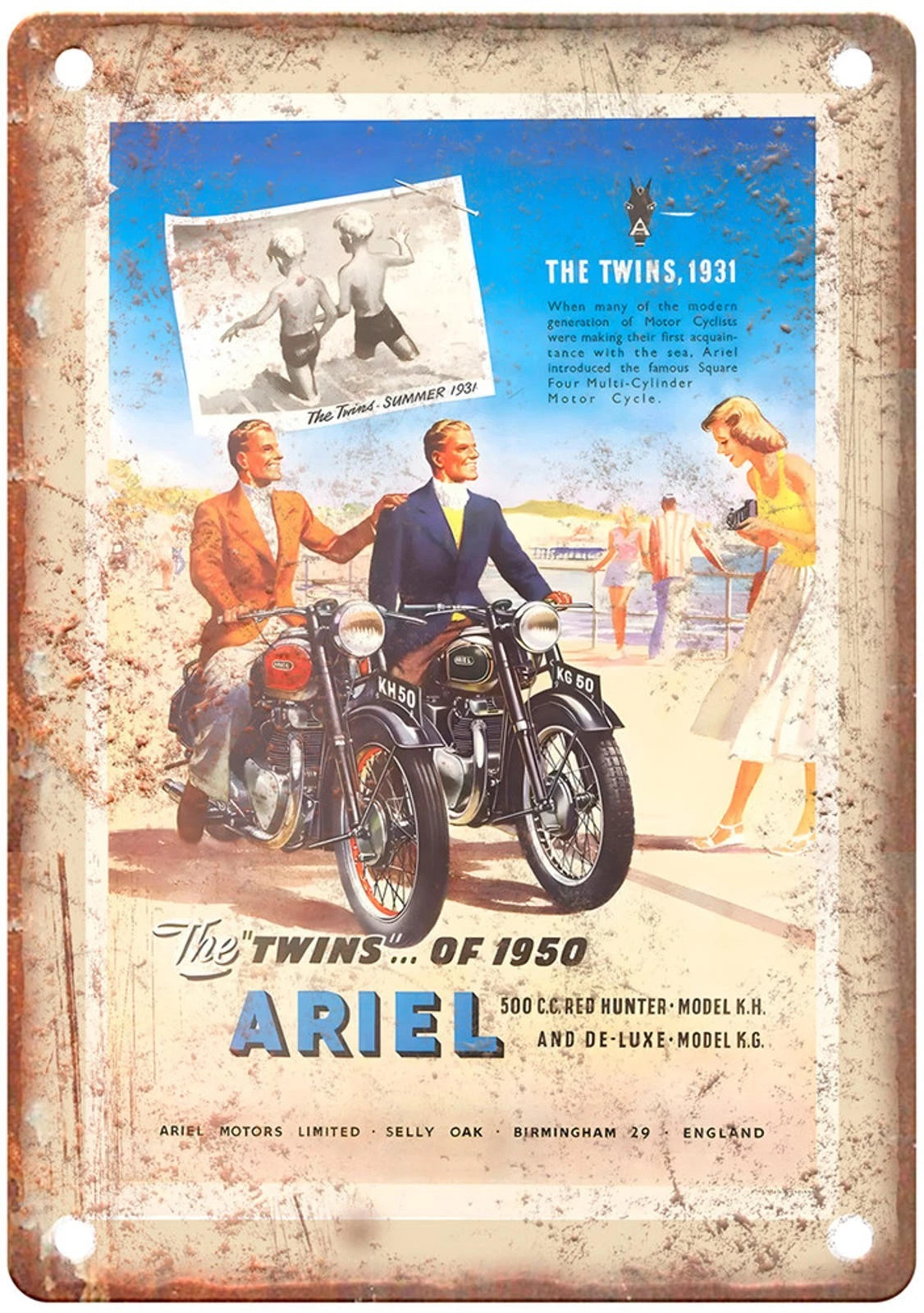 Vintage Motorcycle Retro 1950 Wall Art Aluminum Sign — product artwork