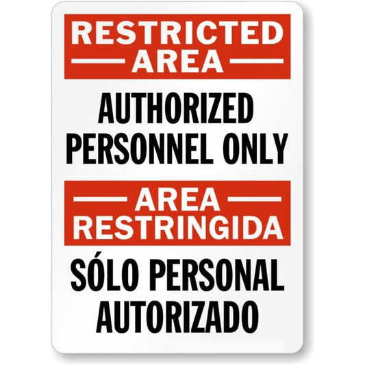 Restricted Area Authorized Personnel Only Bilingual Sign — product artwork