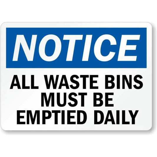 Empty Waste Bins Daily Aluminum Sign — product artwork