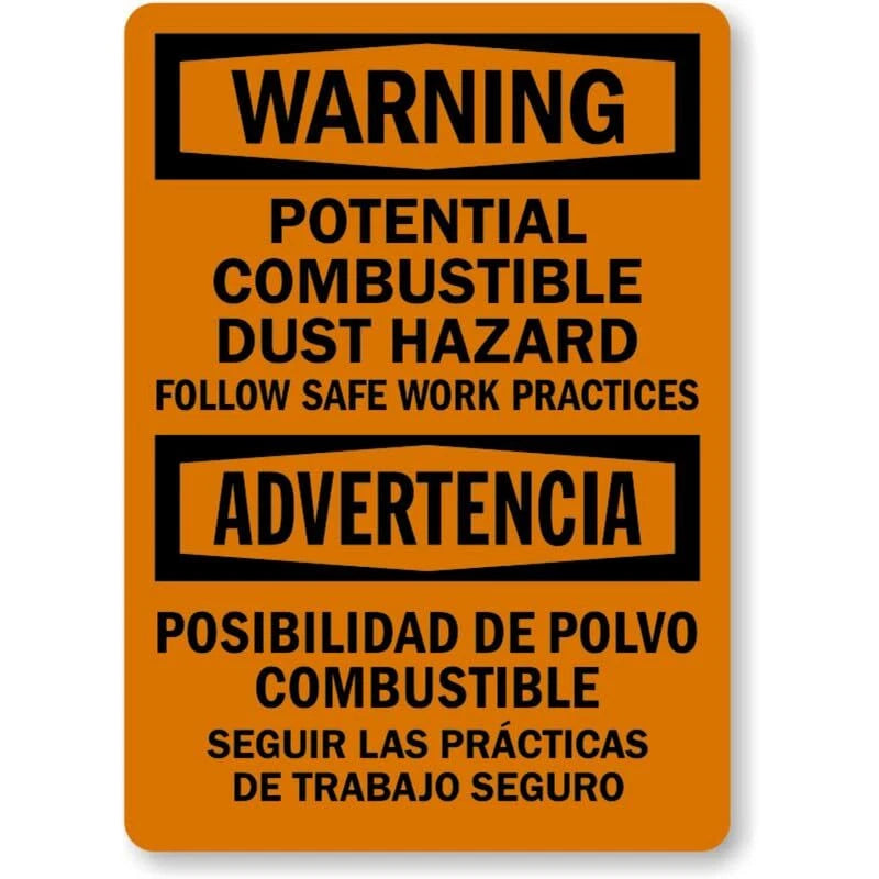 Bilingual Combustible Dust Hazard Aluminum Sign — product artwork