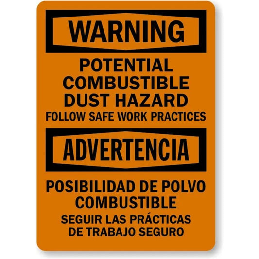 Bilingual Combustible Dust Hazard Aluminum Sign — product artwork
