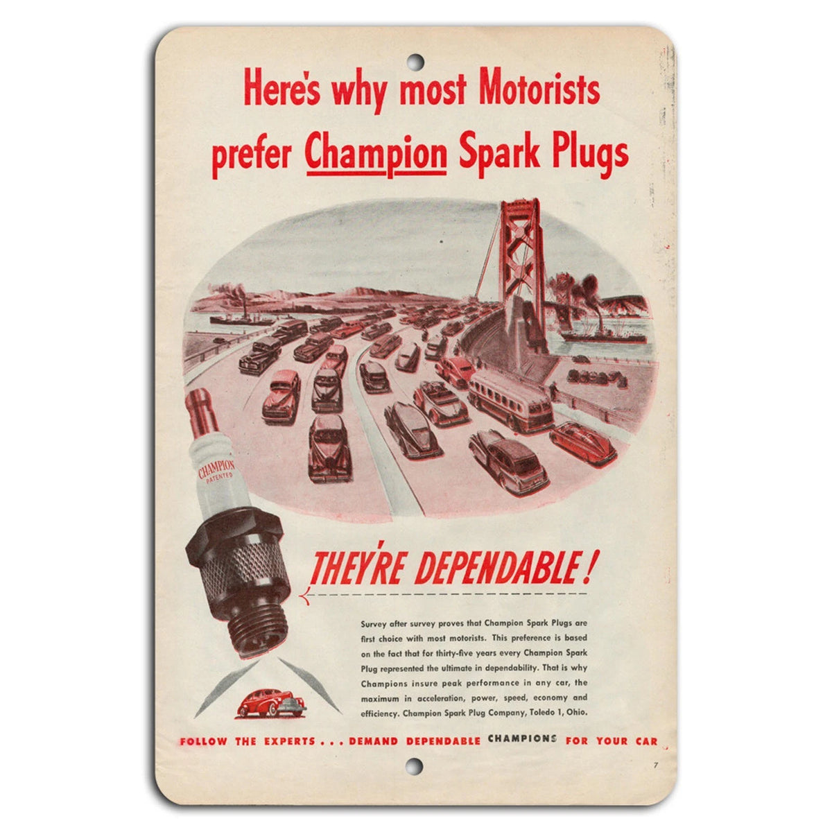 Champion Spark Plugs Vintage Garage Aluminum Sign — product artwork