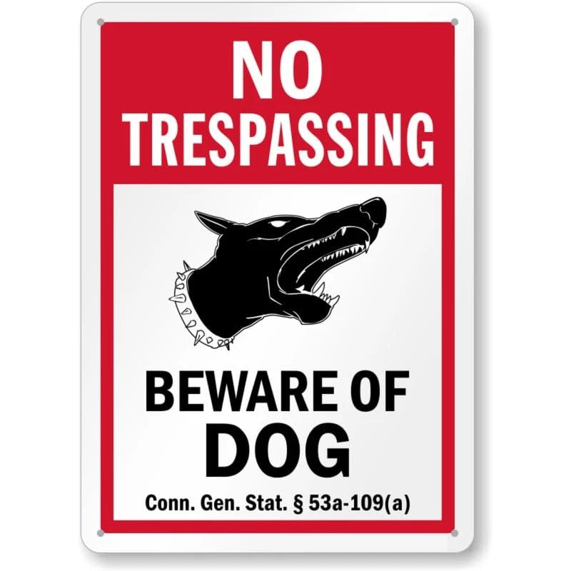 Connecticut No Trespassing Beware of Dog Aluminum Sign — product artwork