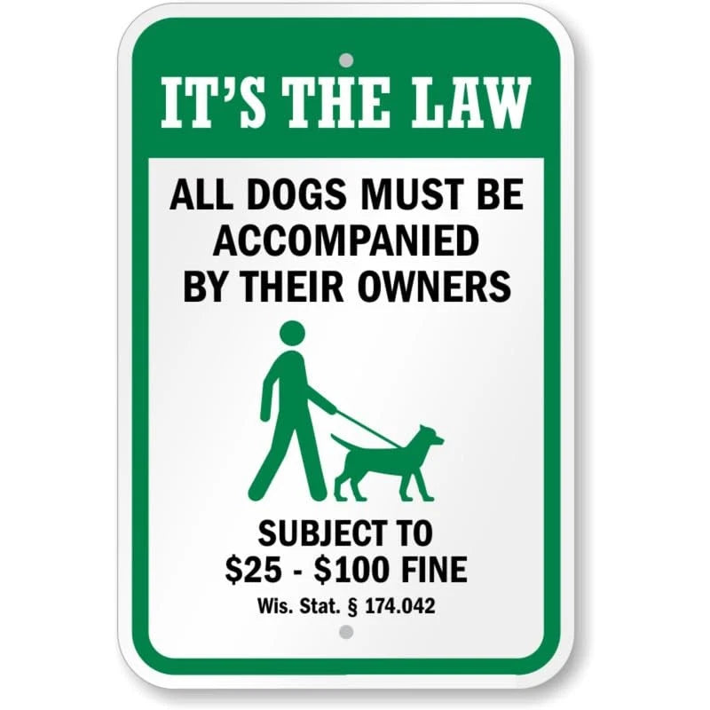 Dog Leash Wisconsin Yard Aluminum Sign — product artwork
