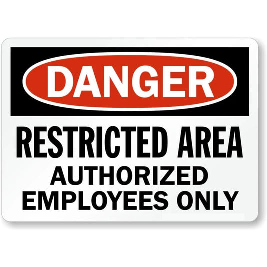 Danger Restricted Area Authorized Employees Only Aluminum Sign — product artwork