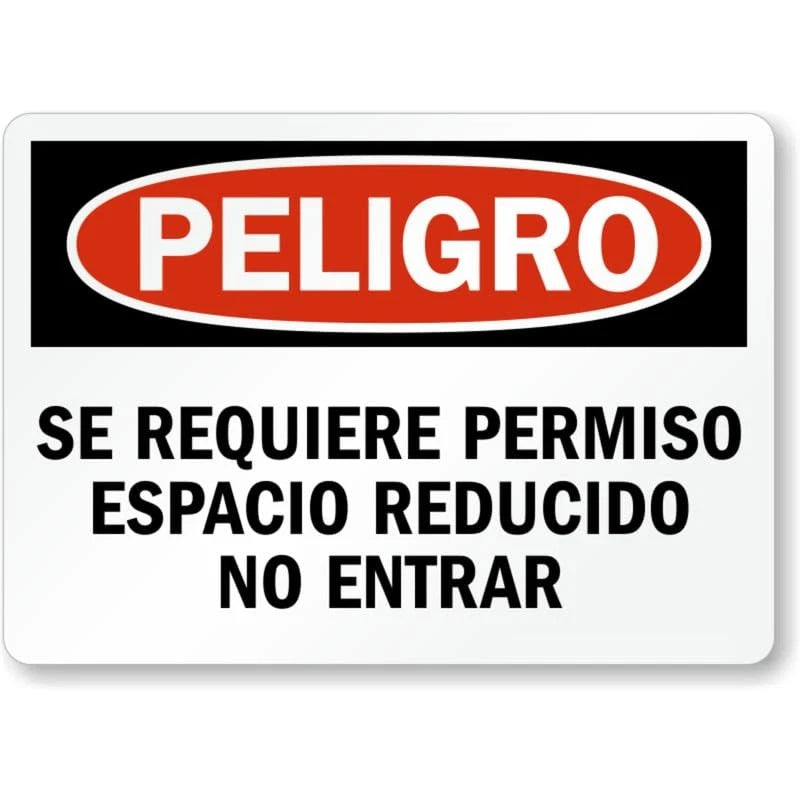 Spanish Permit Confined Space Aluminum Sign — product artwork
