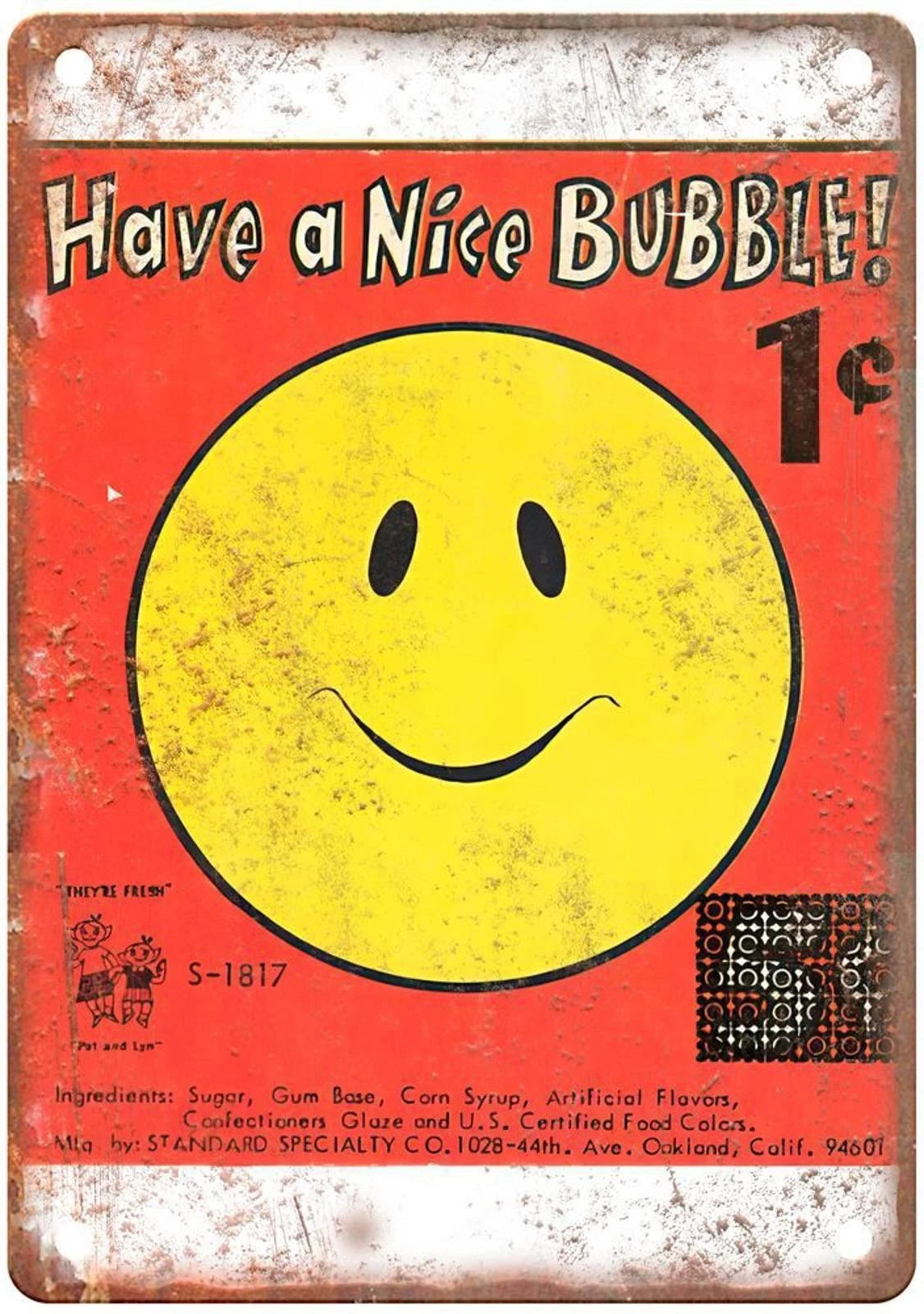 Bubble Gum Vintage Retro Candy Wrapper Aluminum Sign — product artwork