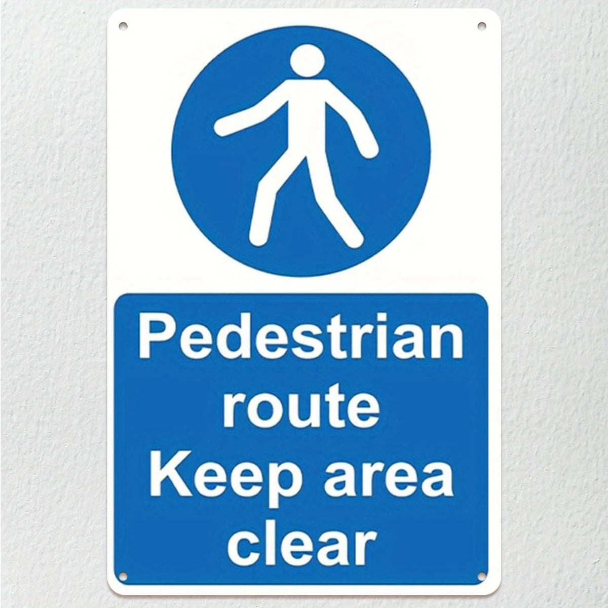 Pedestrian Route Keep Area Clear Aluminum Sign — product artwork