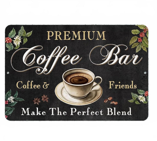 Premium Coffee Bar Friends Perfect Blend Aluminum Sign — product artwork